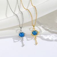 Titanium Steel 18K Gold Plated Modern Style Sweet Classic Style Plating Inlay Starry Sky Resin Zircon Pendant Necklace main image 4