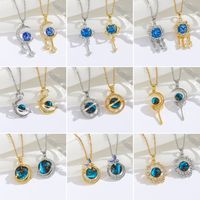 Titanium Steel 18K Gold Plated Modern Style Sweet Classic Style Plating Inlay Starry Sky Resin Zircon Pendant Necklace main image 8