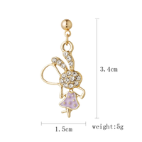 Cute Rabbit Alloy Plating Inlay Artificial Diamond Women's Earrings Necklace main image 4