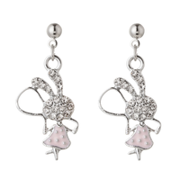 Mignon Lapin Alliage Placage Incruster Diamant Artificiel Femmes Des Boucles D'oreilles Collier sku image 2