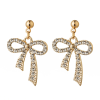 1 Pair Simple Style Classic Style Bow Knot Plating Inlay Alloy Rhinestones Gold Plated Silver Plated Drop Earrings sku image 2