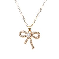 Wholesale Jewelry Simple Style Classic Style Bow Knot Alloy Rhinestones Gold Plated Silver Plated Plating Inlay Pendant Necklace sku image 1