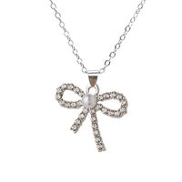 Wholesale Jewelry Simple Style Classic Style Bow Knot Alloy Rhinestones Gold Plated Silver Plated Plating Inlay Pendant Necklace sku image 3