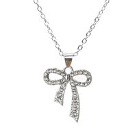 Wholesale Jewelry Simple Style Classic Style Bow Knot Alloy Rhinestones Gold Plated Silver Plated Plating Inlay Pendant Necklace sku image 4