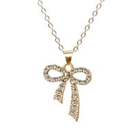 Wholesale Jewelry Simple Style Classic Style Bow Knot Alloy Rhinestones Gold Plated Silver Plated Plating Inlay Pendant Necklace sku image 2