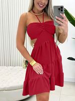 Femmes Robe Régulière Sexy Col En V Sans Manches Couleur Unie Au-Dessus Du Genou Du Quotidien Plage sku image 18