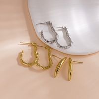 1 Pair Modern Style Simple Style Solid Color Plating 304 Stainless Steel 14K Gold Plated Ear Studs main image 5