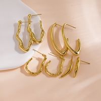 1 Pair Modern Style Simple Style Solid Color Plating 304 Stainless Steel 14K Gold Plated Ear Studs main image 7