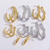1 Pair Modern Style Simple Style Solid Color Plating 304 Stainless Steel 14K Gold Plated Ear Studs main image 2