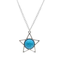 Wholesale Jewelry Retro Simple Style Pentagram Zinc Alloy Resin Inlay Pendant Necklace sku image 1