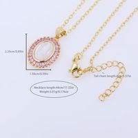 Wholesale Jewelry Shiny Oval Shell Copper Shell Zircon 18K Gold Plated Plating Inlay Pendant Necklace main image 9