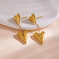 1 Pair Simple Style Classic Style Heart Shape Plating 304 Stainless Steel 14K Gold Plated Ear Studs main image 1