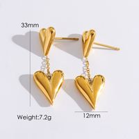 1 Pair Simple Style Classic Style Heart Shape Plating 304 Stainless Steel 14K Gold Plated Ear Studs main image 2