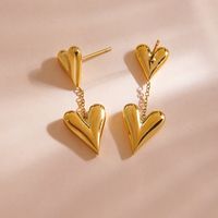 1 Pair Simple Style Classic Style Heart Shape Plating 304 Stainless Steel 14K Gold Plated Ear Studs main image 3