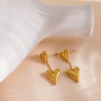 1 Pair Simple Style Classic Style Heart Shape Plating 304 Stainless Steel 14K Gold Plated Ear Studs main image 4