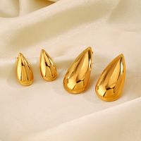 1 Pair Simple Style Water Droplets Polishing Plating 304 Stainless Steel 18K Gold Plated Ear Studs main image 3