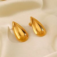 1 Pair Simple Style Water Droplets Polishing Plating 304 Stainless Steel 18K Gold Plated Ear Studs main image 5