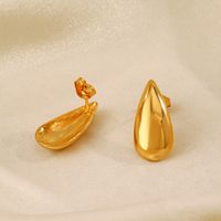 1 Pair Simple Style Water Droplets Polishing Plating 304 Stainless Steel 18K Gold Plated Ear Studs main image 4