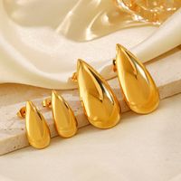 1 Pair Simple Style Water Droplets Polishing Plating 304 Stainless Steel 18K Gold Plated Ear Studs main image 1