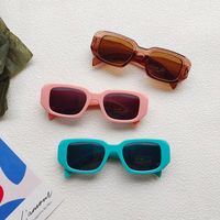 Cute Vacation Sweet Color Block Resin Square Full Frame Kids Sunglasses main image 6
