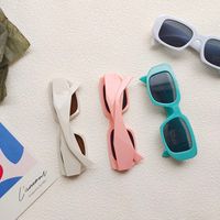 Cute Vacation Sweet Color Block Resin Square Full Frame Kids Sunglasses main image 5