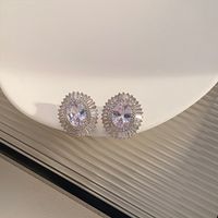 1 Pair Exaggerated Luxurious Oval Plating Inlay Copper Zircon White Gold Plated Gold Plated Ear Studs main image 5