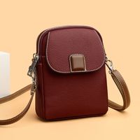 Women's Small Pu Leather Solid Color Vintage Style Classic Style Sewing Thread Flip Cover Crossbody Bag sku image 2