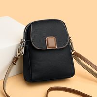 Women's Small Pu Leather Solid Color Vintage Style Classic Style Sewing Thread Flip Cover Crossbody Bag sku image 1