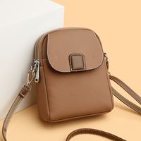 Women's Small Pu Leather Solid Color Vintage Style Classic Style Sewing Thread Flip Cover Crossbody Bag sku image 4