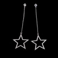 1 Pair Casual Exaggerated Pentagram Plating Inlay Copper Zircon White Gold Plated Drop Earrings main image 4