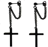 1 Pair Classic Style Cross Plating 201 Stainless Steel Black Plated Drop Earrings main image 1