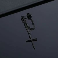 1 Pair Classic Style Cross Plating 201 Stainless Steel Black Plated Drop Earrings main image 3