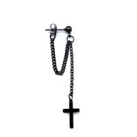 1 Pair Classic Style Cross Plating 201 Stainless Steel Black Plated Drop Earrings main image 4