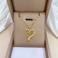Titanium Steel Copper Simple Style Classic Style Inlay Letter Heart Shape Zircon Pendant Necklace main image 1