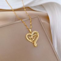 Titanium Steel Copper Simple Style Classic Style Inlay Letter Heart Shape Zircon Pendant Necklace main image 5