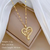 Acier Au Titane Le Cuivre Style Simple Style Classique Incruster Lettre Forme De Cœur Zircon Pendentif main image 4