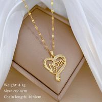 Titanium Steel Copper Simple Style Classic Style Inlay Letter Heart Shape Zircon Pendant Necklace main image 4