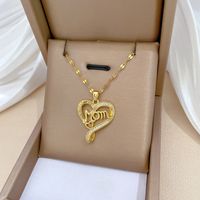 Titanium Steel Copper Simple Style Classic Style Inlay Letter Heart Shape Zircon Pendant Necklace main image 3