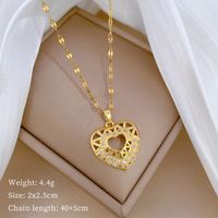 Titanium Steel Copper Simple Style Classic Style Hollow Out Inlay Heart Shape Zircon Pendant Necklace main image 5