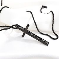 304 Stainless Steel Basic Modern Style Classic Style Cross Letter Pendant Necklace main image 4