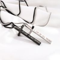 304 Stainless Steel Basic Modern Style Classic Style Cross Letter Pendant Necklace main image 3