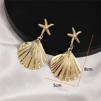 1 Pair Casual Simple Style Classic Style Oval Starfish Shell Alloy Drop Earrings main image 3