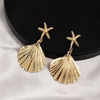 1 Pair Casual Simple Style Classic Style Oval Starfish Shell Alloy Drop Earrings sku image 1