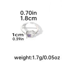 Copper 18K Gold Plated IG Style Shiny Inlay Star Moon Zircon Open Rings sku image 1