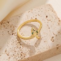 Copper 18K Gold Plated Cute Inlay Bear Snake Bee Zircon Open Rings main image 5