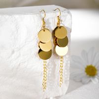 1 Pair Simple Style Classic Style Solid Color Plating 304 Stainless Steel 14K Gold Plated Drop Earrings main image 2