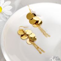 1 Pair Simple Style Classic Style Solid Color Plating 304 Stainless Steel 14K Gold Plated Drop Earrings main image 3