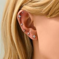 1 Set Simple Style Star Inlay Copper Zircon Gold Plated Ear Studs sku image 1