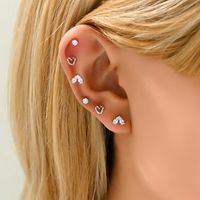 1 Set Simple Style Star Inlay Copper Zircon Gold Plated Ear Studs main image 4