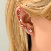 1 Set Basic Modern Style Classic Style Star Moon Bow Knot Inlay Copper Zircon Gold Plated Ear Studs main image 6